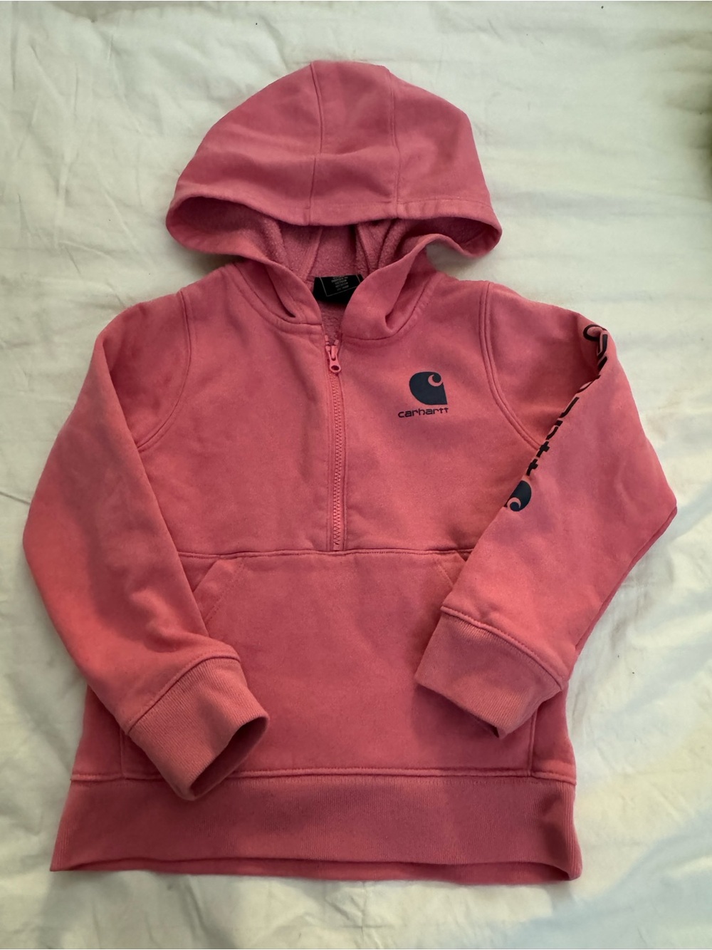 Carhartt Kids Pink Half-Zip Hooded Sweatshirt
